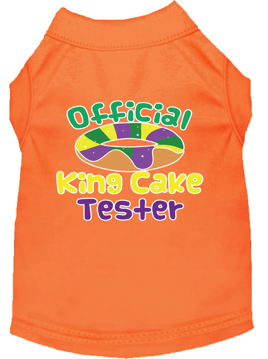 King Cake Taster Screen Print Mardi Gras Dog Shirt Orange XS